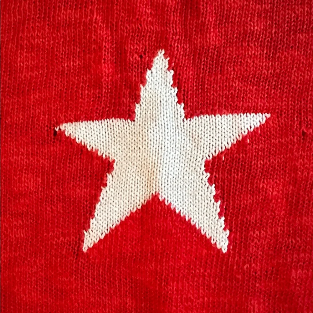 Boston Proper Red Cardigan with White Star Design - Picture 8 of 8